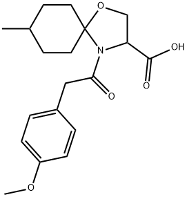 4-[2-(4-methoxyphenyl)acetyl]-8-methyl-1-oxa-4-azaspiro[4.5]decane-3-carboxylic acid 구조식 이미지