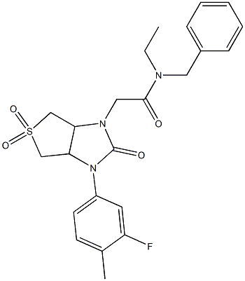 N-benzyl-N-ethyl-2-[3-(3-fluoro-4-methylphenyl)-2,5,5-trioxo-3a,4,6,6a-tetrahydrothieno[3,4-d]imidazol-1-yl]acetamide Structure