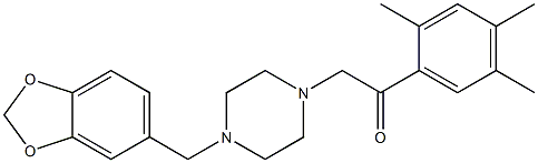 2-[4-(1,3-benzodioxol-5-ylmethyl)piperazin-1-yl]-1-(2,4,5-trimethylphenyl)ethanone Structure