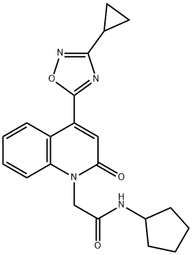 N-cyclopentyl-2-[4-(3-cyclopropyl-1,2,4-oxadiazol-5-yl)-2-oxoquinolin-1-yl]acetamide Structure