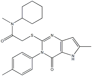 N-cyclohexyl-N-methyl-2-[[6-methyl-3-(4-methylphenyl)-4-oxo-5H-pyrrolo[3,2-d]pyrimidin-2-yl]sulfanyl]acetamide Structure