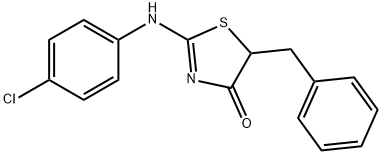 (E)-5-benzyl-2-((4-chlorophenyl)imino)thiazolidin-4-one Structure