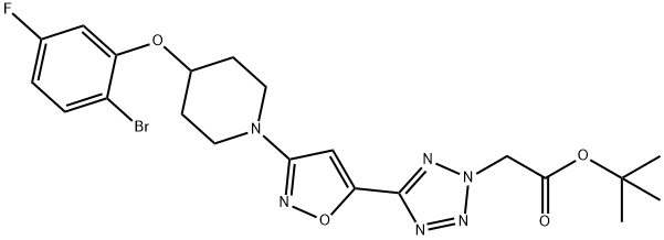 tert-butyl2-(5-(3-(4-(2-bromo-5-fluorophenoxy)piperidin-1-yl)isoxazol-5-yl)-2H-tetrazol-2-yl)acetate 구조식 이미지