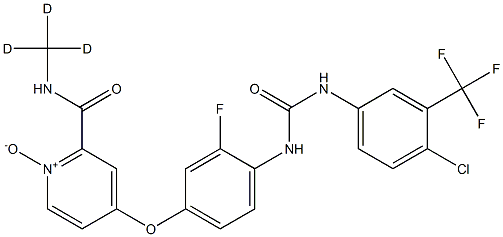 4-[4-[[4-chloro-3-(trifluoromethyl)phenyl]carbamoylamino]-3-fluorophenoxy]-1-oxido-N-(trideuteriomethyl)pyridin-1-ium-2-carboxamide Structure