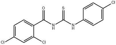 2,4-dichloro-N-{[(4-chlorophenyl)amino]carbonothioyl}benzamide 구조식 이미지