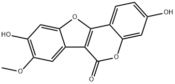3,9-Dihydroxy-8-methoxy-6H-benzofuro(3,2-c)(1)benzopyran-6-one Structure