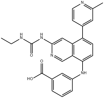 3-((3-(3-ethylureido)-5-(2-methylpyridin-4-yl)isoquinolin-8-yl)amino)benzoic acid Structure