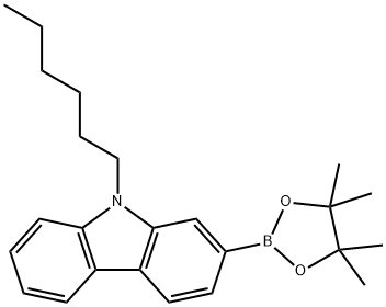 9-Hexyl-2-(4,4,5,5-tetramethyl-1,3,2-dioxaborolan-2-yl)-9H-carbazole 구조식 이미지