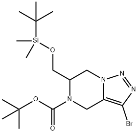 3-Bromo-6-(Tert-Butyl-Dimethyl-Silanyloxymethyl)-6,7-Dihydro-4H-[1,2,3]Triazolo[1,5-A]Pyrazine-5-Carboxylic Acid Tert-Butyl Ester Structure