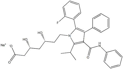 sodium:(3R,5R)-7-[2-(2-fluorophenyl)-3-phenyl-4-(phenylcarbamoyl)-5-propan-2-ylpyrrol-1-yl]-3,5-dihydroxyheptanoate Structure