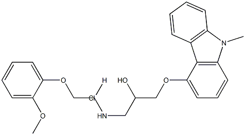 1-[2-(2-methoxyphenoxy)ethylamino]-3-(9-methylcarbazol-4-yl)oxypropan-2-ol:hydrochloride 구조식 이미지