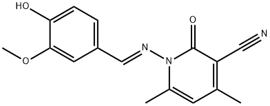 1-[(4-hydroxy-3-methoxybenzylidene)amino]-4,6-dimethyl-2-oxo-1,2-dihydro-3-pyridinecarbonitrile Structure