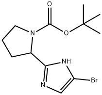 1-Pyrrolidinecarboxylic acid, 2-(5-bromo-1H-imidazol-2-yl)-, 1,1-dimethylethyl ester Structure