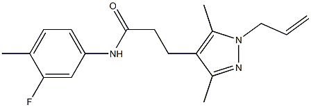 3-(3,5-dimethyl-1-prop-2-enylpyrazol-4-yl)-N-(3-fluoro-4-methylphenyl)propanamide Structure