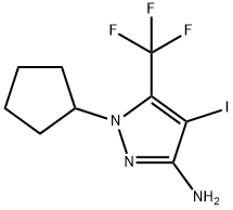 1-Cyclopentyl-4-iodo-5-trifluoromethyl-1H-pyrazol-3-ylamine 구조식 이미지