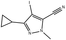 5-Cyclopropyl-4-iodo-2-methyl-2H-pyrazole-3-carbonitrile 구조식 이미지