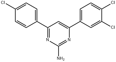 4-(4-chlorophenyl)-6-(3,4-dichlorophenyl)pyrimidin-2-amine 구조식 이미지