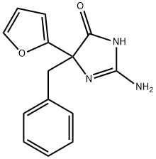 2-amino-5-benzyl-5-(furan-2-yl)-4,5-dihydro-1H-imidazol-4-one 구조식 이미지