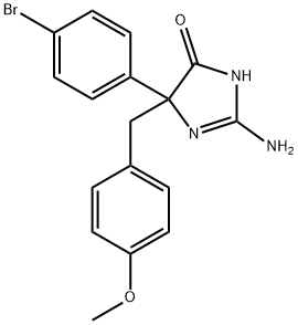 2-amino-5-(4-bromophenyl)-5-[(4-methoxyphenyl)methyl]-4,5-dihydro-1H-imidazol-4-one Structure