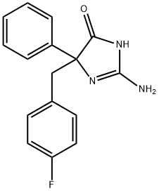 2-amino-5-[(4-fluorophenyl)methyl]-5-phenyl-4,5-dihydro-1H-imidazol-4-one 구조식 이미지