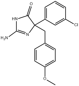 2-amino-5-(3-chlorophenyl)-5-[(4-methoxyphenyl)methyl]-4,5-dihydro-1H-imidazol-4-one Structure