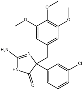 2-amino-5-(3-chlorophenyl)-5-[(3,4,5-trimethoxyphenyl)methyl]-4,5-dihydro-1H-imidazol-4-one 구조식 이미지