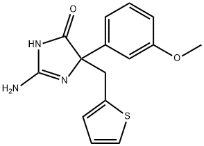 2-amino-5-(3-methoxyphenyl)-5-[(thiophen-2-yl)methyl]-4,5-dihydro-1H-imidazol-4-one 구조식 이미지