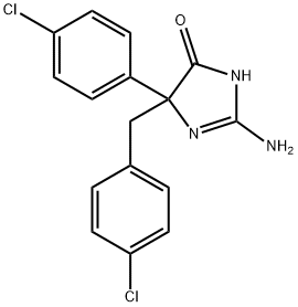 2-amino-5-(4-chlorophenyl)-5-[(4-chlorophenyl)methyl]-4,5-dihydro-1H-imidazol-4-one 구조식 이미지