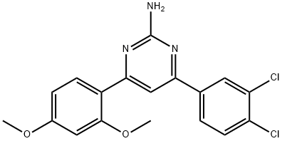 4-(3,4-dichlorophenyl)-6-(2,4-dimethoxyphenyl)pyrimidin-2-amine 구조식 이미지