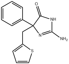 2-amino-5-phenyl-5-[(thiophen-2-yl)methyl]-4,5-dihydro-1H-imidazol-4-one Structure