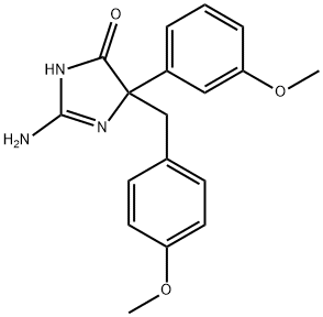 2-amino-5-(3-methoxyphenyl)-5-[(4-methoxyphenyl)methyl]-4,5-dihydro-1H-imidazol-4-one Structure