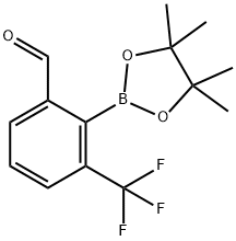 2-(4,4,5,5-tetramethyl-1,3,2-dioxaborolan-2-yl)-3-(trifluoromethyl)benzaldehyde 구조식 이미지