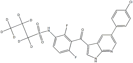 N-[3-[5-(4-chlorophenyl)-1H-pyrrolo[2,3-b]pyridine-3-carbonyl]-2,4-difluorophenyl]-1,1,2,2,3,3,3-heptadeuteriopropane-1-sulfonamide 구조식 이미지