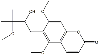 (+)-6-(2-Hydroxy-3-methoxy-3-methylbutyl)-5,7-dimethoxycoumarin Structure