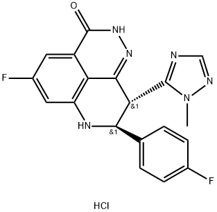 (8S,9R)-5-fluoro-8-(4-fluorophenyl)-9-(1-methyl-1H-1,2,4-triazol-5-yl)-2,7,8,9-tetrahydro-3H-pyrido[4,3,2-de]phthalazin-3-one hydrochloride 구조식 이미지