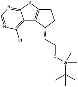 (R)-5-(2-((Tert-Butyldimethylsilyl)Oxy)Ethyl)-4-Chloro-6,7-Dihydro-5H-Cyclopenta[4,5]Thieno[2,3-D]Pyrimidine 구조식 이미지