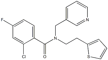 2-chloro-4-fluoro-N-(pyridin-3-ylmethyl)-N-(2-thiophen-2-ylethyl)benzamide Structure