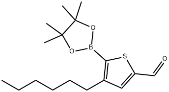 2-(4,4,5,5-tetramethy-1,3,2-dioxaborolan-2-yl)-3-hexylthiophene-5-carbaldehyde Structure