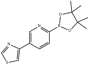4-(6-(4,4,5,5-tetramethyl-1,3,2-dioxaborolan-2-yl)pyridin-3-yl)thiazole 구조식 이미지