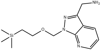 (1-((2-(trimethylsilyl)ethoxy)methyl)-1H-pyrazolo[3,4-b]pyridin-3-yl)methanamine 구조식 이미지