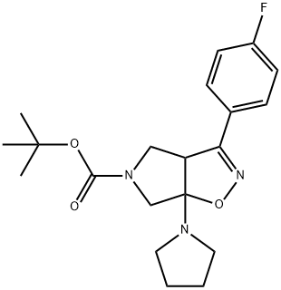 3-(4-Fluoro-phenyl)-6a-pyrrolidin-1-yl-3a,4,6,6a-tetrahydro-pyrrolo[3,4-d]isoxazole-5-carboxylic acid tert-butyl ester 구조식 이미지