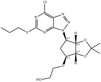 ETHANOL, 2-[[(3AR,4S,6R,6AS)-6-[7-CHLORO-5-(PROPYLTHIO)-3H-1,2,3-TRIAZOLO[4,5-D]PYRIMIDIN-3-YL]TETRAHYDRO-2,2-DIMETHYL-4H-CYCLOPENTA-1,3-DIOXOL-4-YL]OXY]- Structure