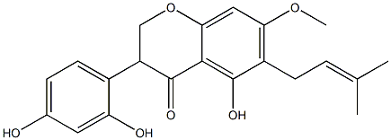 4H-1-Benzopyran-4-one,3-(2,4-dihydroxyphenyl)-2,3-dihydro-5-hydroxy-7-methoxy-6-(3-methyl-2-buten-1-yl)-,(-)- Structure