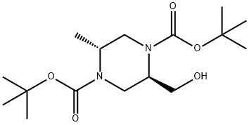 (2R,5R)-di-tert-butyl 2-(hydroxymethyl)-5-methylpiperazine-1,4-dicarboxylate Structure