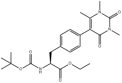 (S)-ethyl 2-((tert-butoxycarbonyl)amino)-3-(4-(1,3,6-trimethyl-2,4-dioxo-1,2,3,4-tetrahydropyrimidin-5-yl)phenyl)propanoate 구조식 이미지