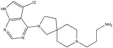 3-[2-(5-chloro-7H-pyrrolo[2,3-d]pyrimidin-4-yl)-2,8-diazaspiro[4.5]decan-8-yl]propan-1-amine Structure