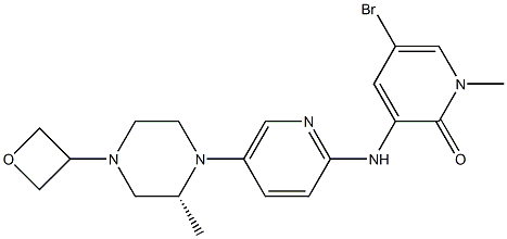 2(1H)-Pyridinone,5-bromo-1-methyl-3-[[5-[(2R)-2-methyl-4-(3-oxetanyl)-1-piperazinyl]-2-pyridinyl]amino]- 구조식 이미지