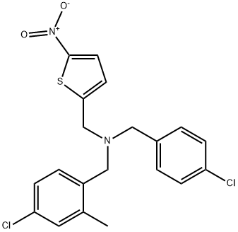 N-[(4-chloro-2-methylphenyl)methyl]-1-(4-chlorophenyl)-N-[(5-nitrothiophen-2-yl)methyl]methanamine Structure