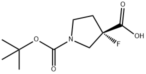 (3S)-1-[(tert-butoxy)carbonyl]-3-fluoropyrrolidine-3-carboxylic acid 구조식 이미지