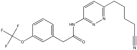 N-[6-(4-cyanobutyl)pyridazin-3-yl]-2-[3-(trifluoromethoxy)phenyl]acetamide 구조식 이미지